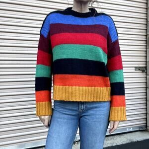 Urban Outfitter Bobby Boyfriend Rainbowcore kidcore striped Sweater Y2K Sz S